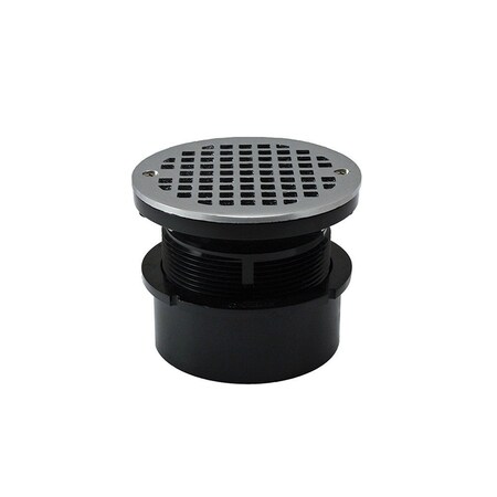 Jones Stephens 4in. ABS Hub Fit Drain Base with 3-1/2in. Plastic Spud and 5in. Chrome Plated Strainer D53412